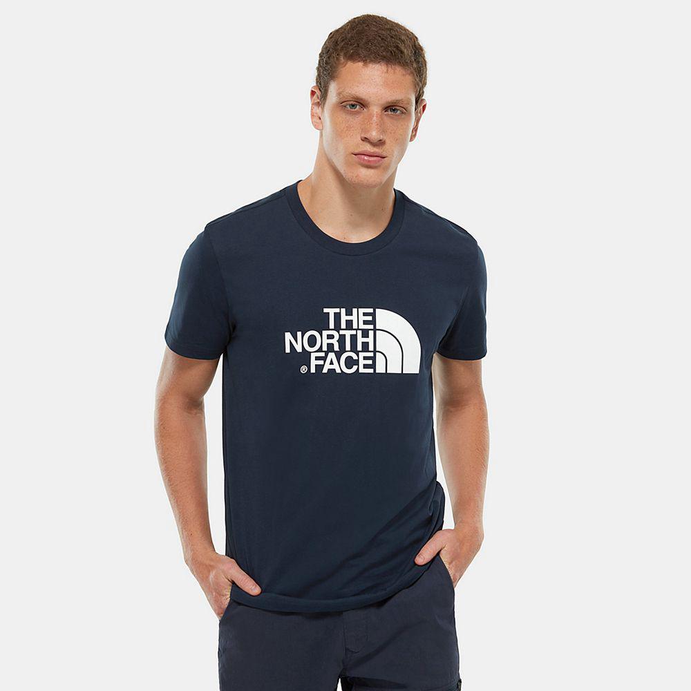 The North Face Easy Ανδρικα T Shirt - Σκουρο Μπλε / Ασπρα (WCRG42096)